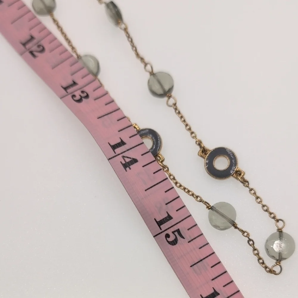 J. Crew Gold and Gray Necklace with Vintage Charm